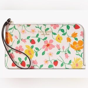 NWT: Kate Spade - Pink, Floral, Lucy Garden Medium L-zip Wristlet